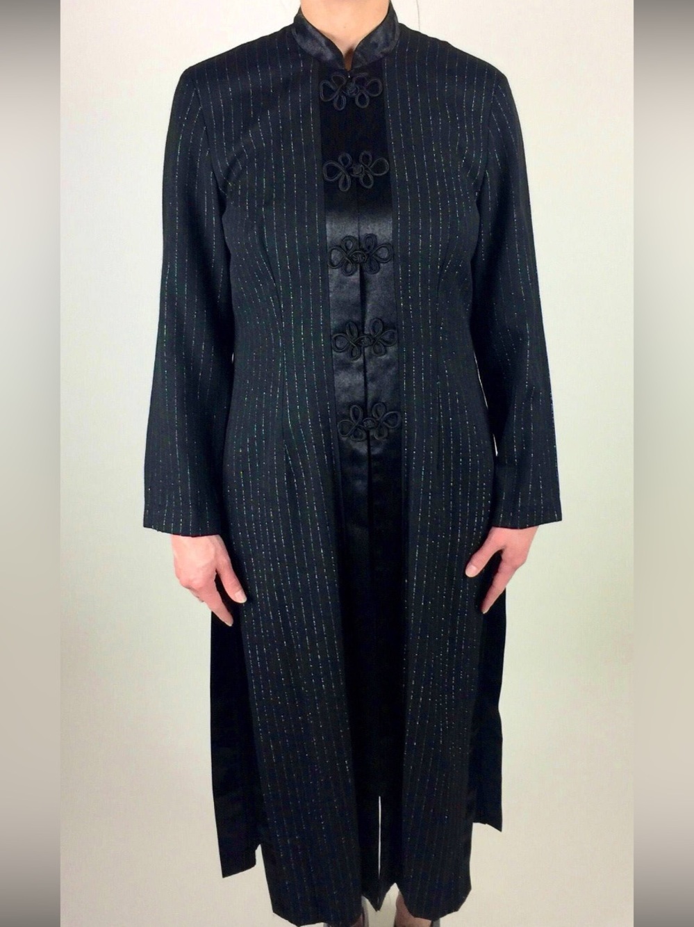 Vintage 80's Black with Silver Pinstripes Dinner Evening Jacket Size - S-M EUC